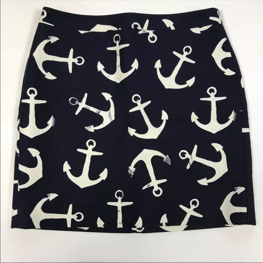 J. Crew Postage Stamp Mini Skirt Dizzy Anchors